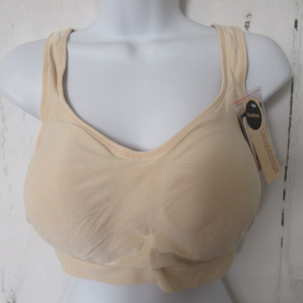 TrueKind Bra 2XL Beige Daily Comfort Shaper Bralette Wireless Wire Free 100022